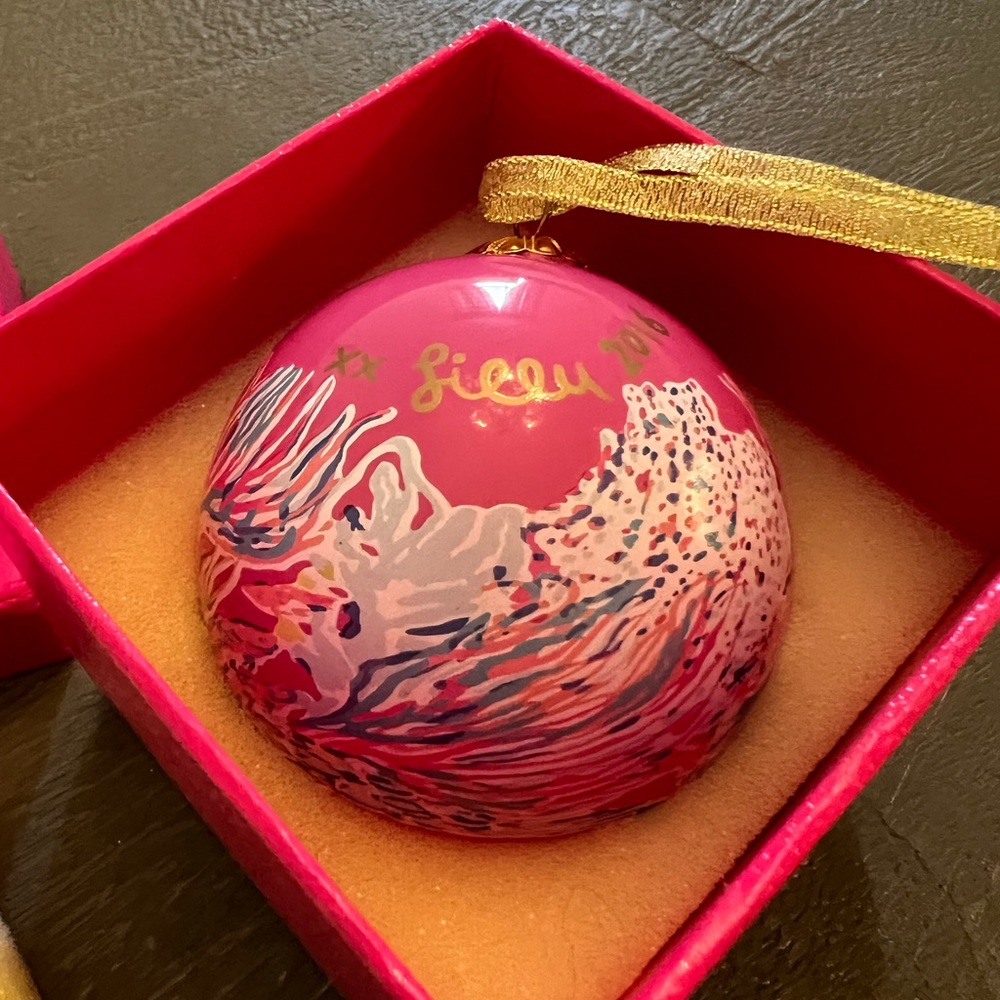 New in package Lilly Pulitzer glass ball ornament